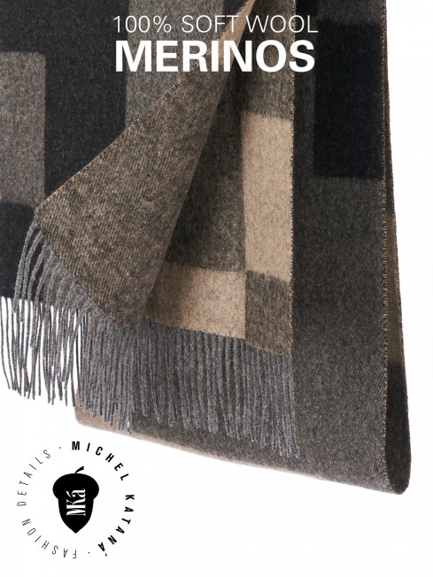JACQUARD CHARCOAL, длиный ШАРФ из мягчайшей шерсти MERINOS из пряжи средней тяжести, коллекционная линия CONFRONTATION (Собственный Взгляд) FJq.W255_5100302.08/CHAR